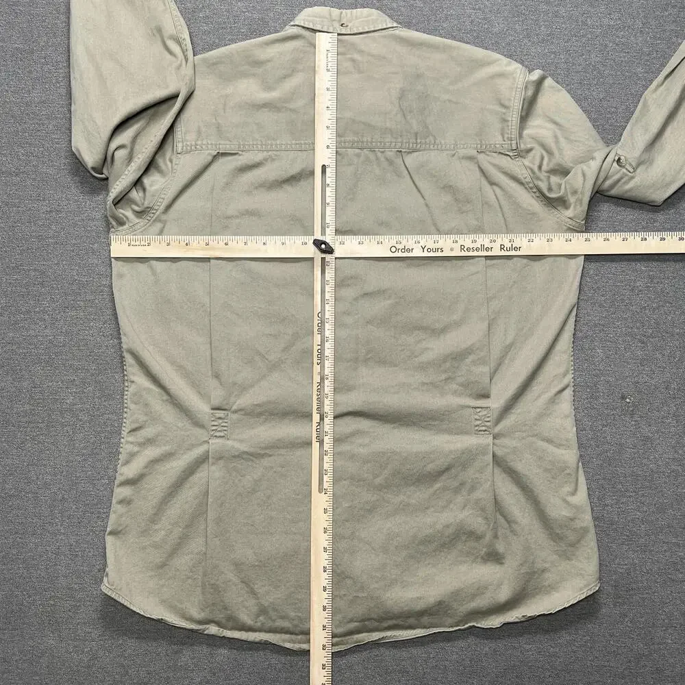 Vintage Cabela's Shirt Mens LT Beige Twill Button Up Workwear Outdoor Hiking